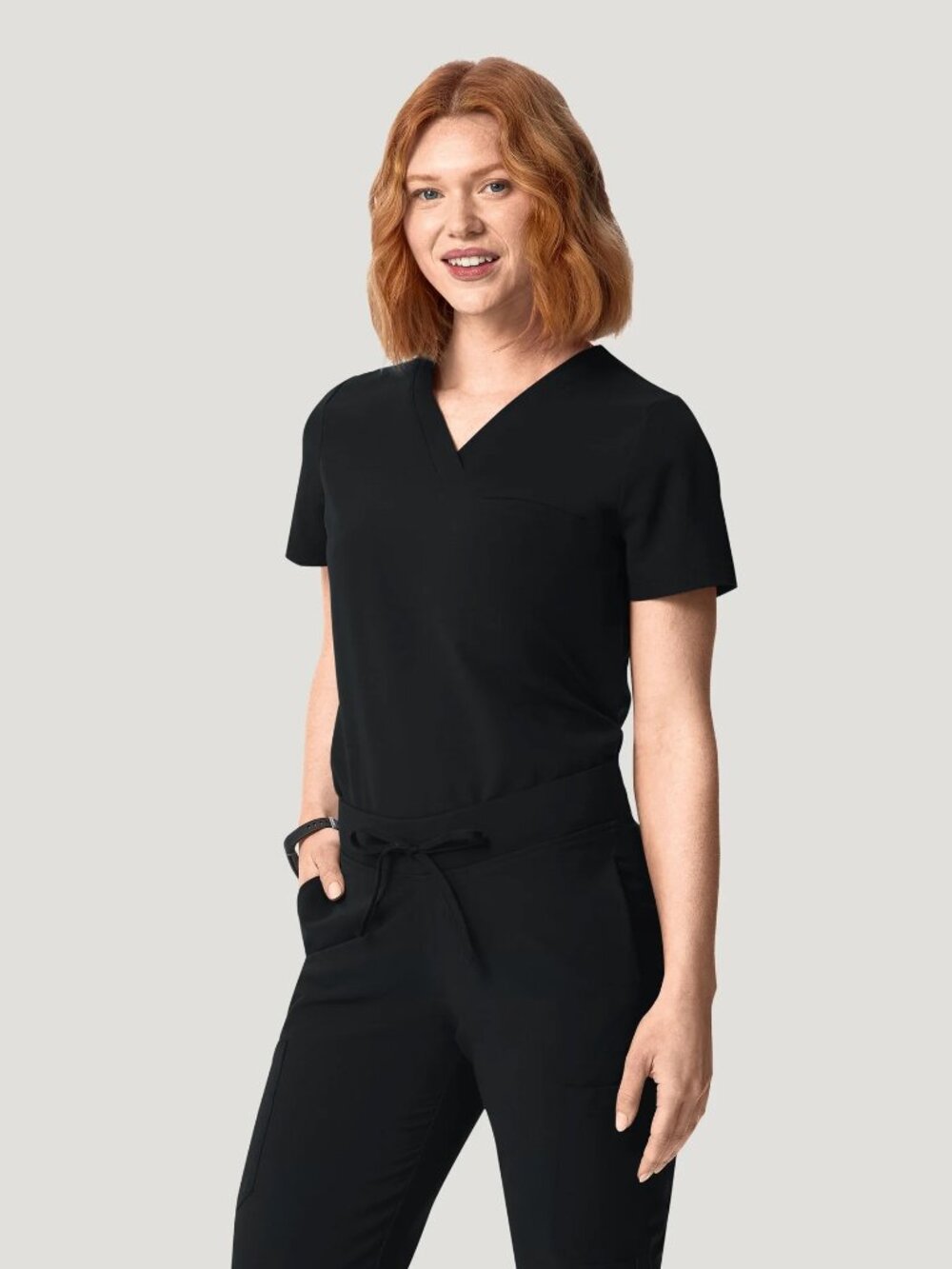 Mandala Black One Picket Scrub Top